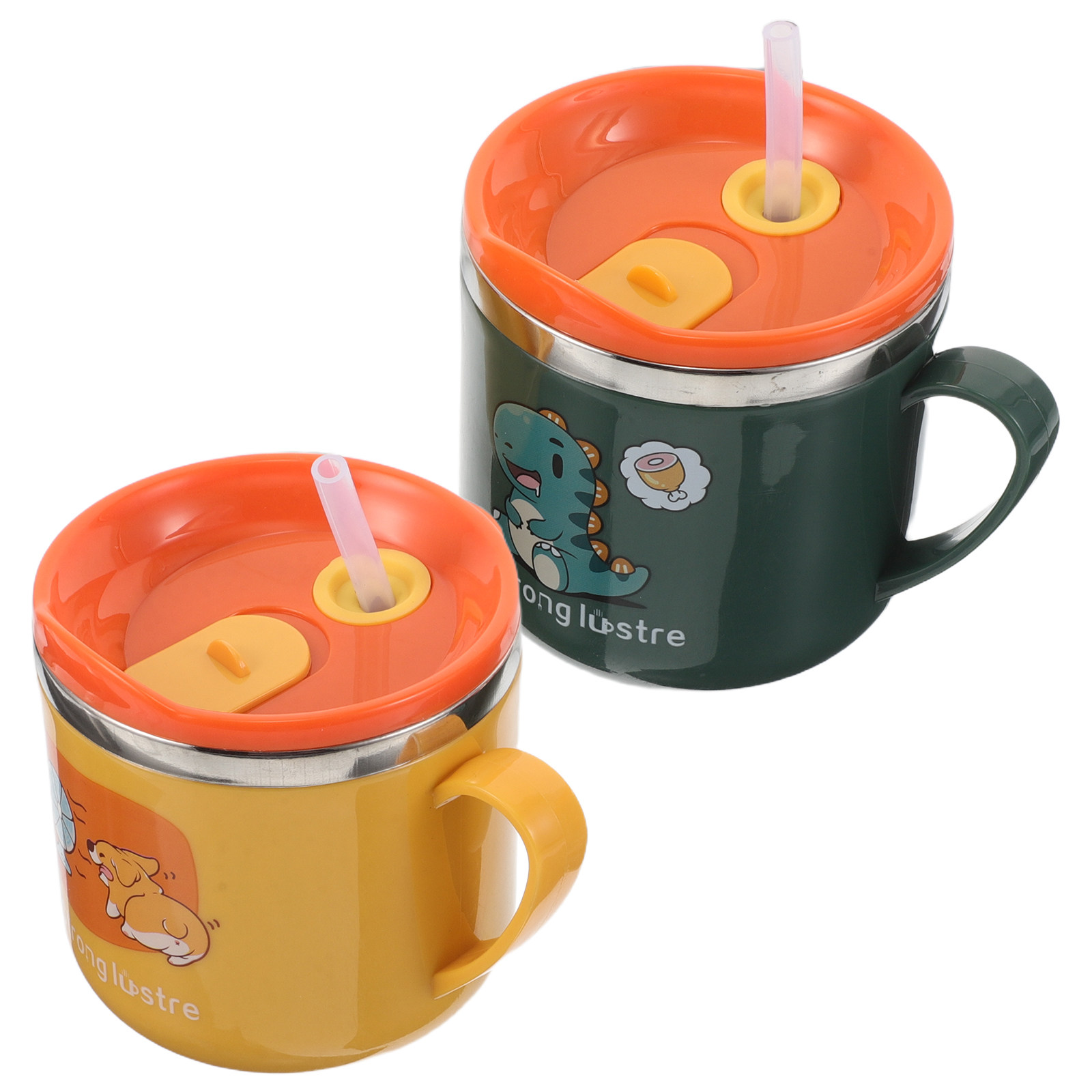 Stainless Steel Straw - 2Pcs Stainless Steel Toddler Cups Cartoon