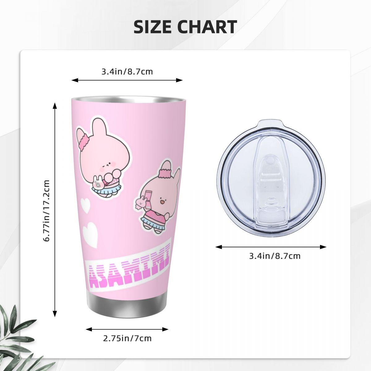 Asamimichaan Cute Asamimi 20oz - Stainless Steel Straw recension och pris